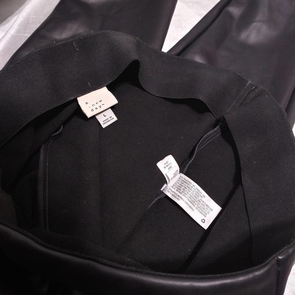 Smooth Fitting BLACK Vegan Leather PANTS L by A NEW DAY - Picture 11 of 11